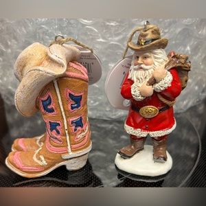 Cute CowboyThemed Ornaments- Set of 2- NWT